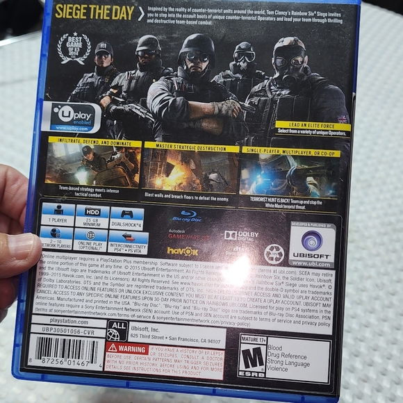 PS4 EUC PLAYSTATION TOM CLANCY RAINBOW SIX SIEGE VIDEO GAME - Picture 2 of 3